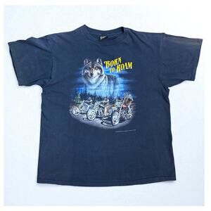 Vintage Born To Roam 3D Emblem T-Shirt Size XL Sturgis Single Stitch USA 1993